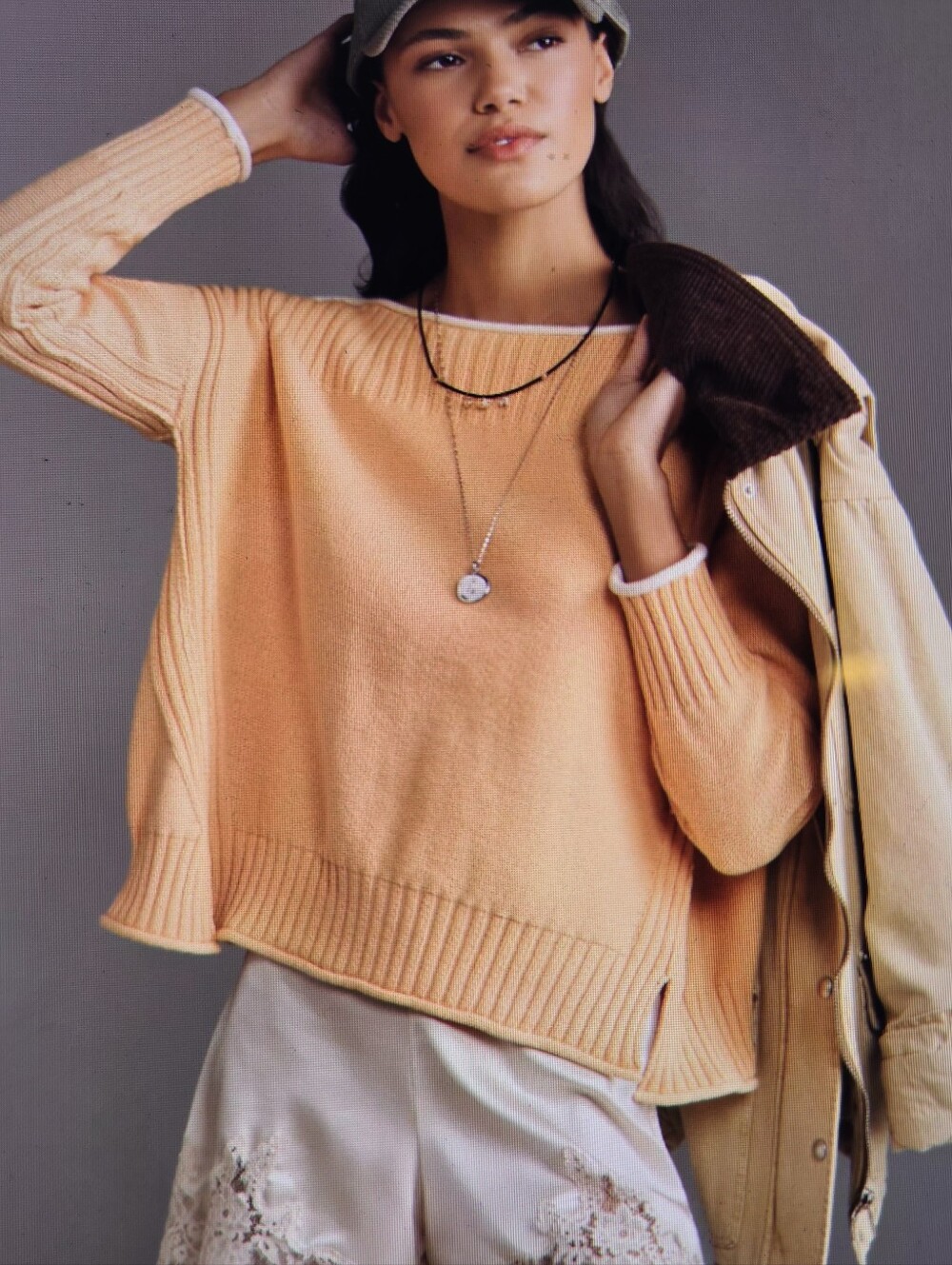 Anthropologie Peach Boatneck Sweater